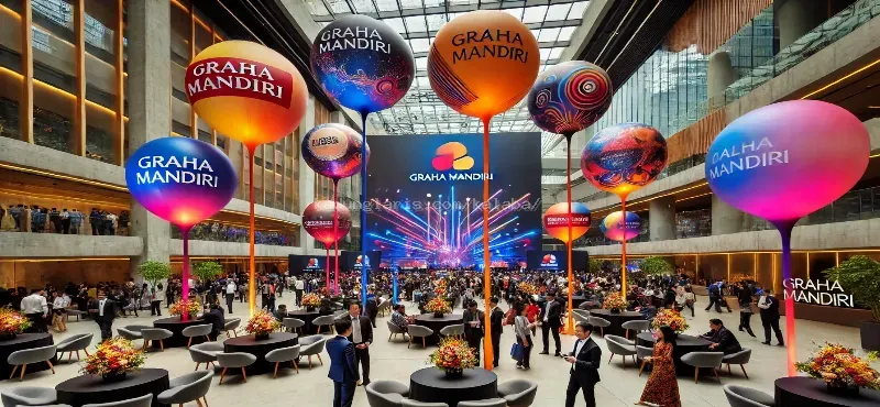 Warna-warni Balon Printing Semarakkan Event Perusahaan di Graha Mandiri 